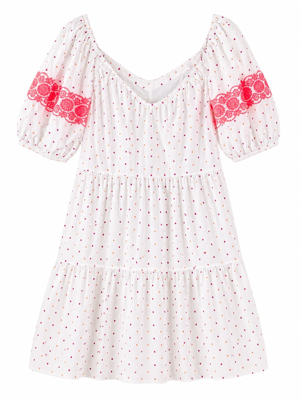 Loft Swiss Dot Embroidery Sleeve Tiered Dress